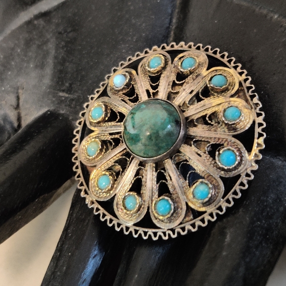 Vintage Sterling Silver Filigree Brooch/Pendant - Picture 12 of 15